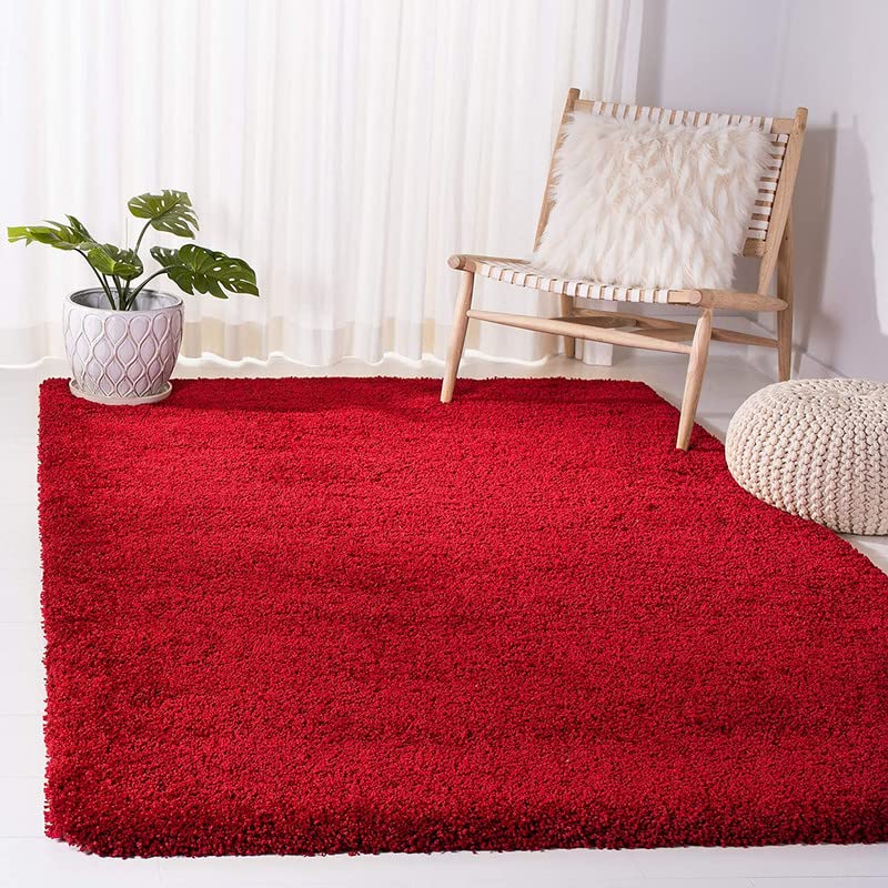 Gorgeous Super Soft 2 inch Pyle Height Microfiber Silk Touch Rugs/ Plain red Fluffy Rug