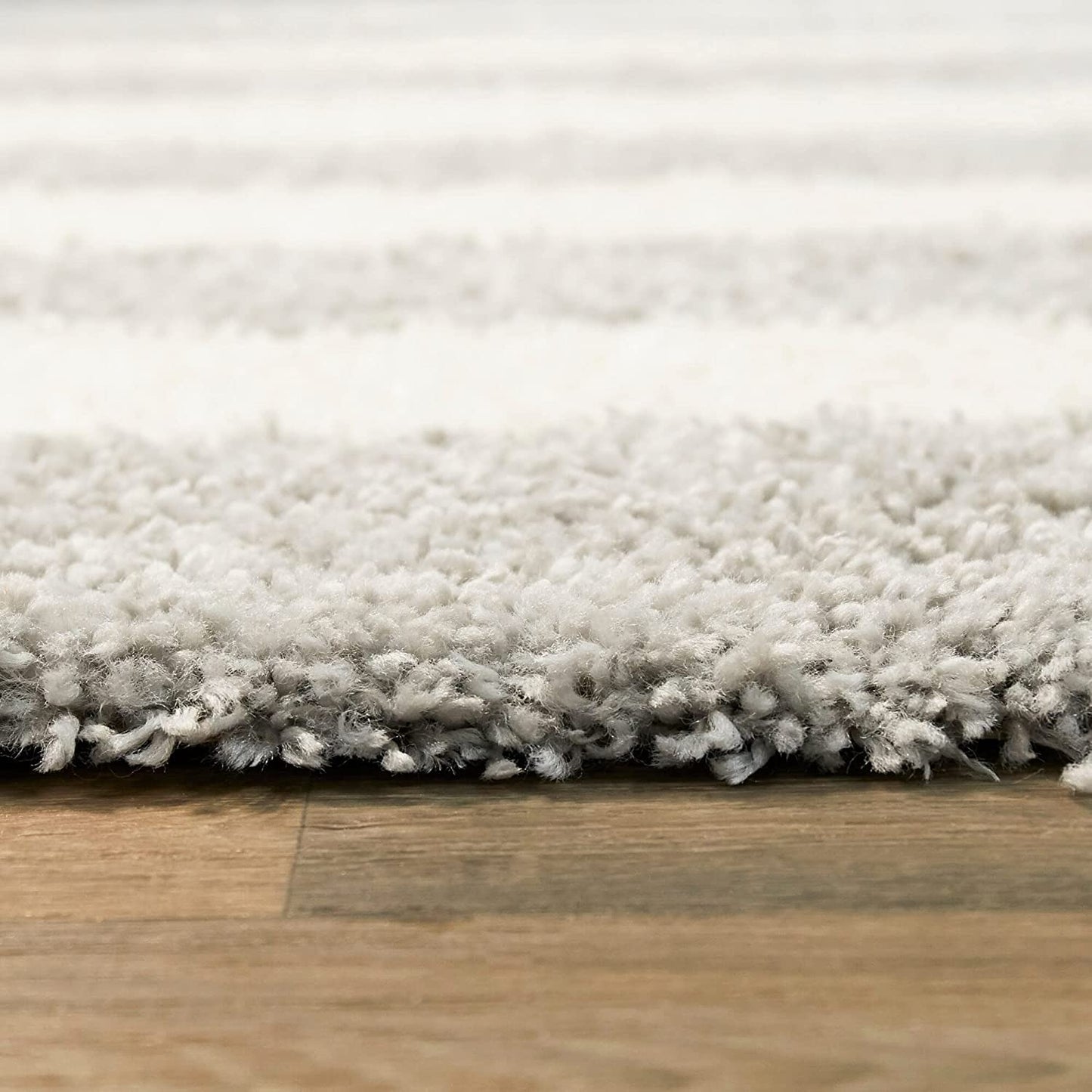 Ivory With Grey Shaggy Rug For Soft touch Microfiber Hand tufted Carpet