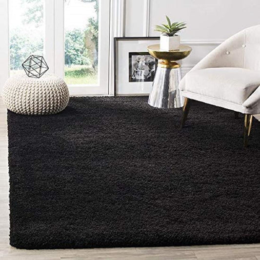Kashyapa Rugs Collection- Black Plain Premium Soft Micro Carpet.