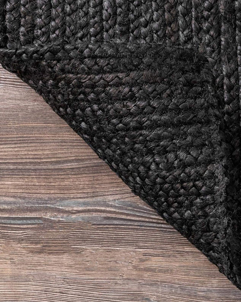 Braided Natural Black Jute Ecofriendly Carpet Rectangular-Boho Collection -premium Look-Multiple Sizes