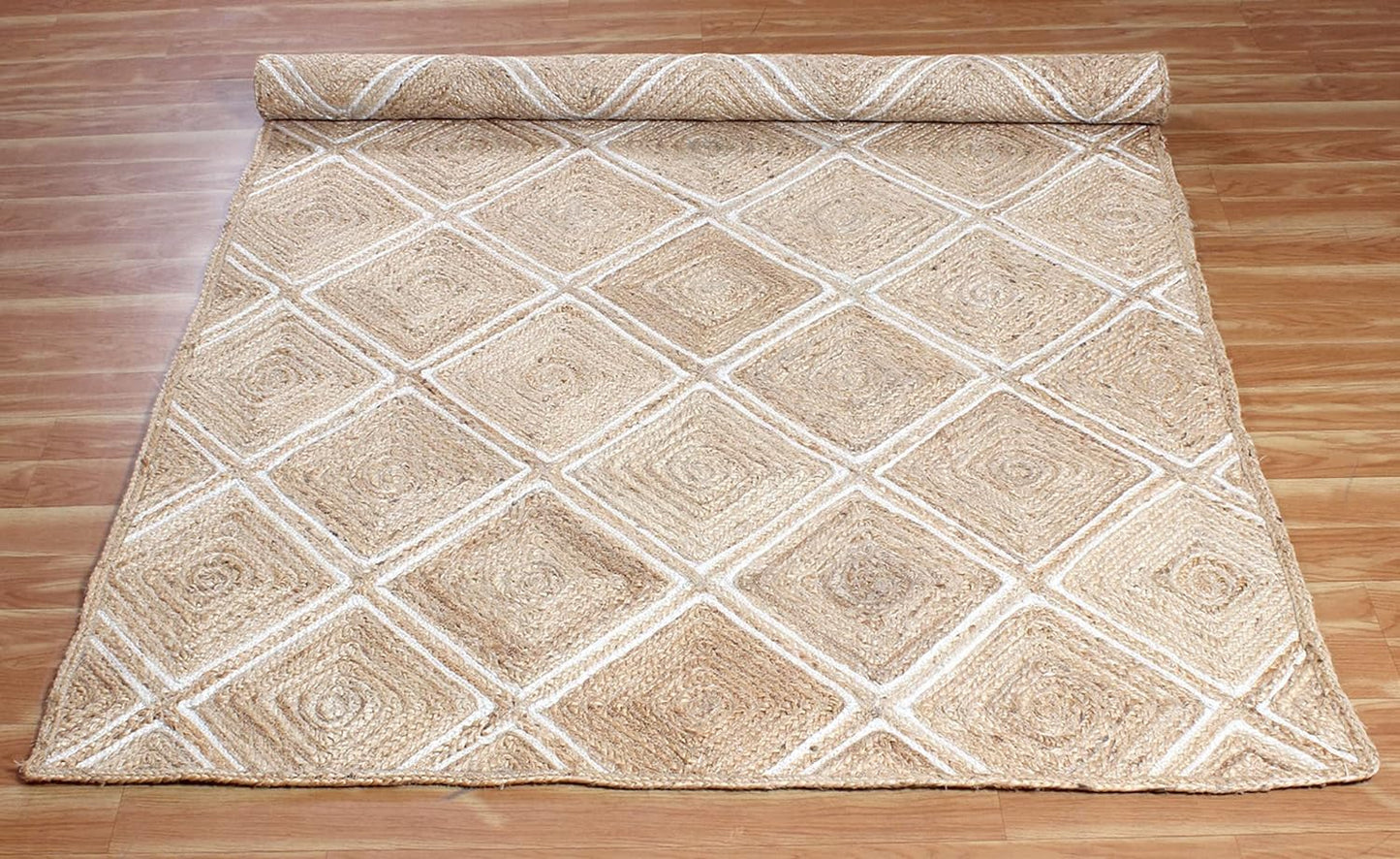 Kashyapa Rugs Collection-Natural jute Diamond Design Rug.
