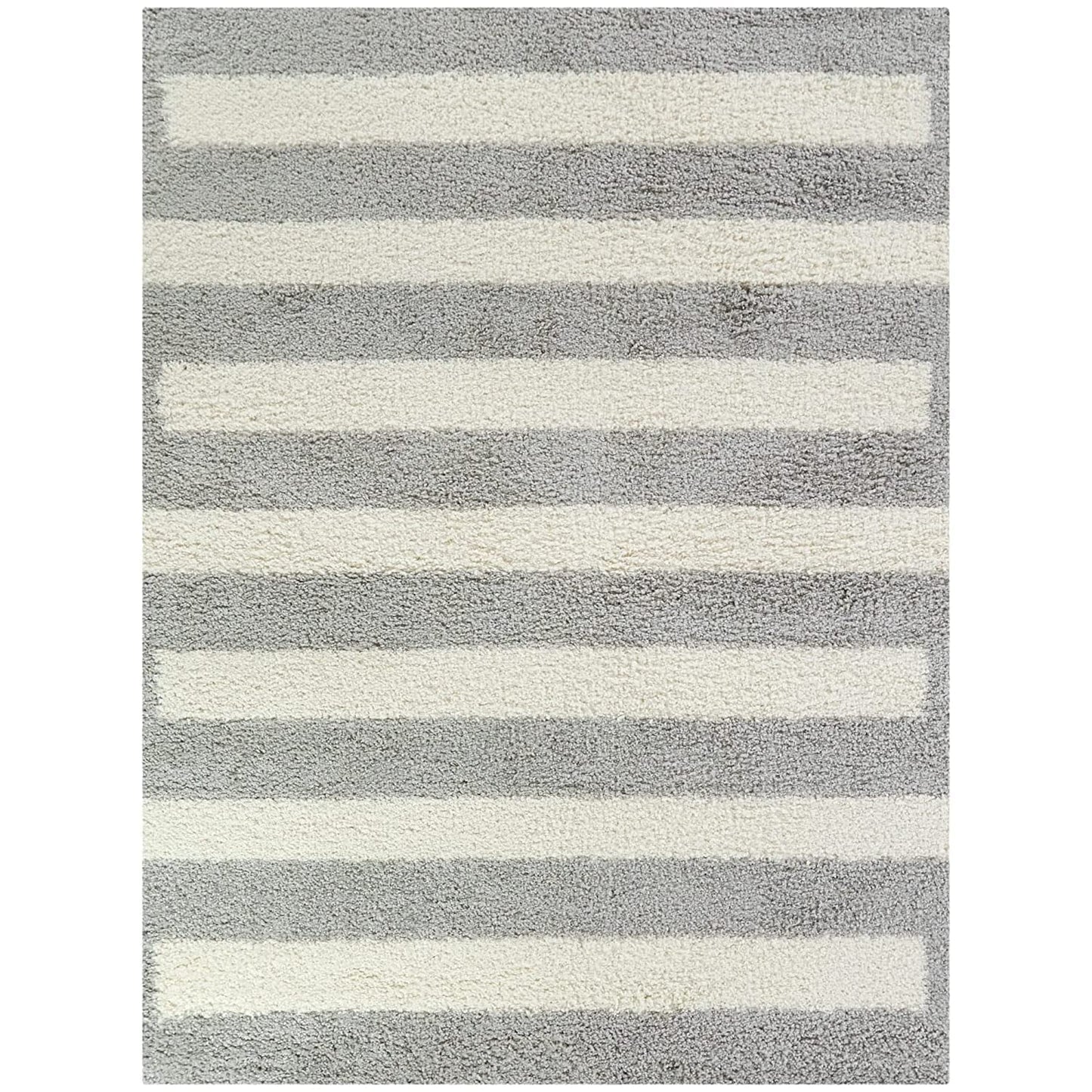 Ivory With Grey Shaggy Rug For Soft touch Microfiber Hand tufted Carpet
