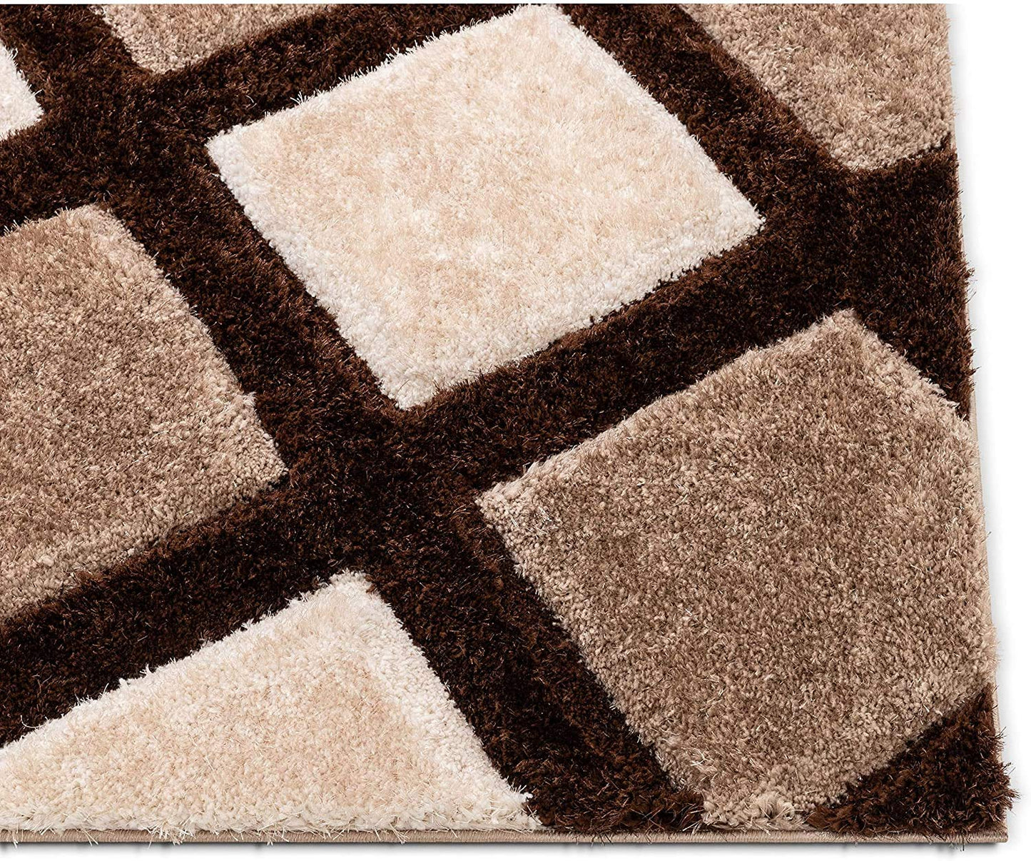 Kashyapa Rugs Collection - Coffee & Beige Luxurious 3D Shaggy Rug Carpets