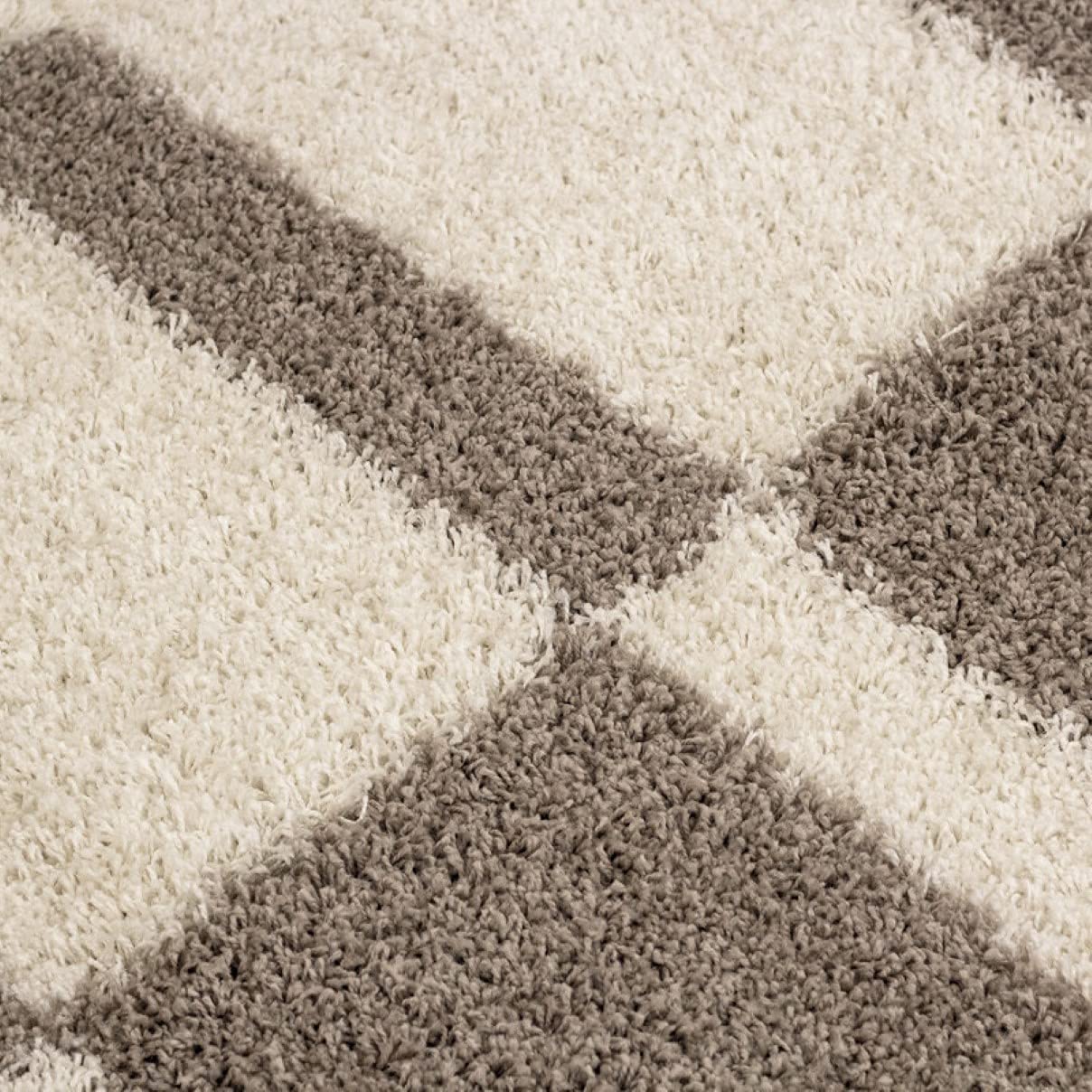 Ivory With Beige Shaggy Rug For Soft touch Microfiber Hand tufted Carpet