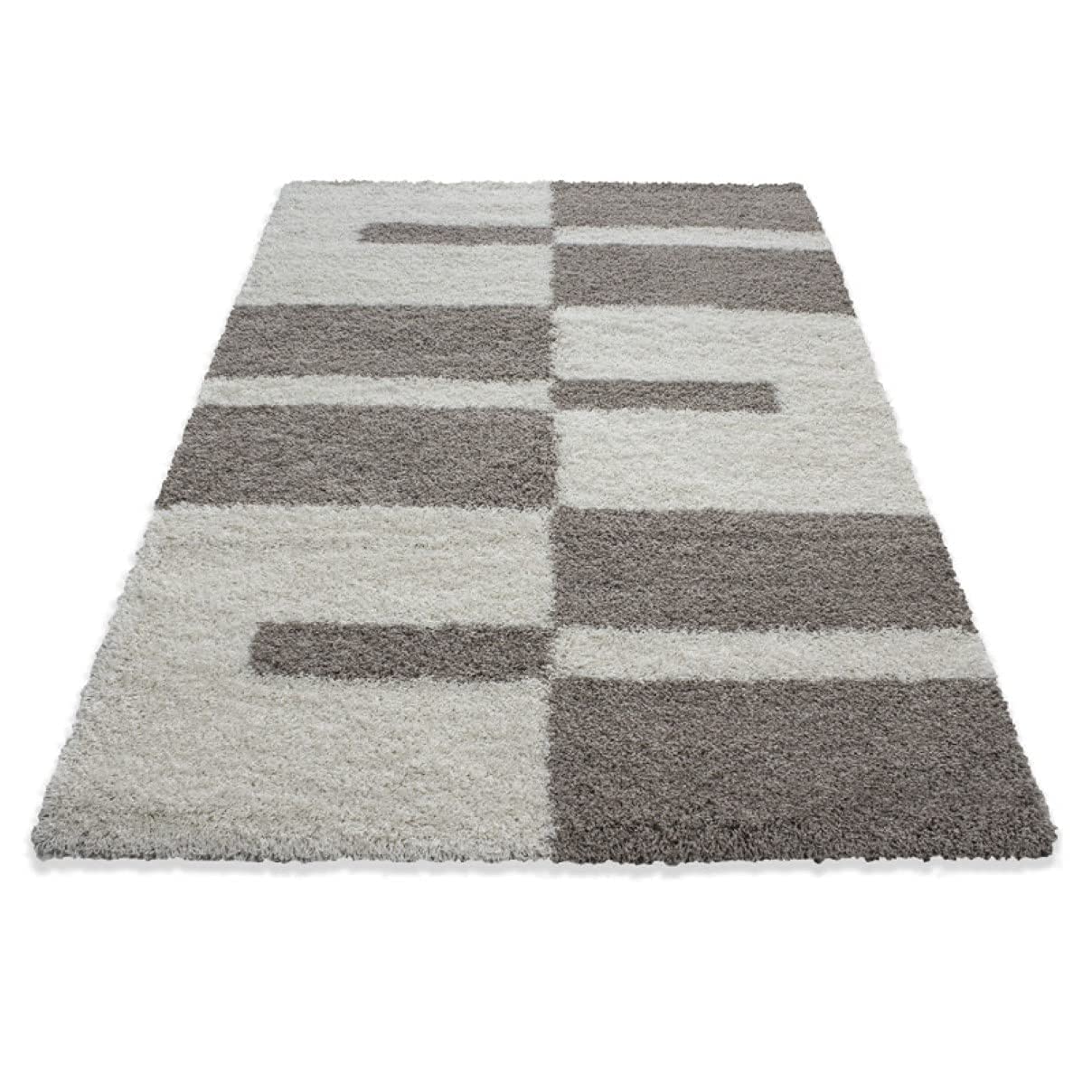 Ivory With Beige Shaggy Rug For Soft touch Microfiber Hand tufted Carpet