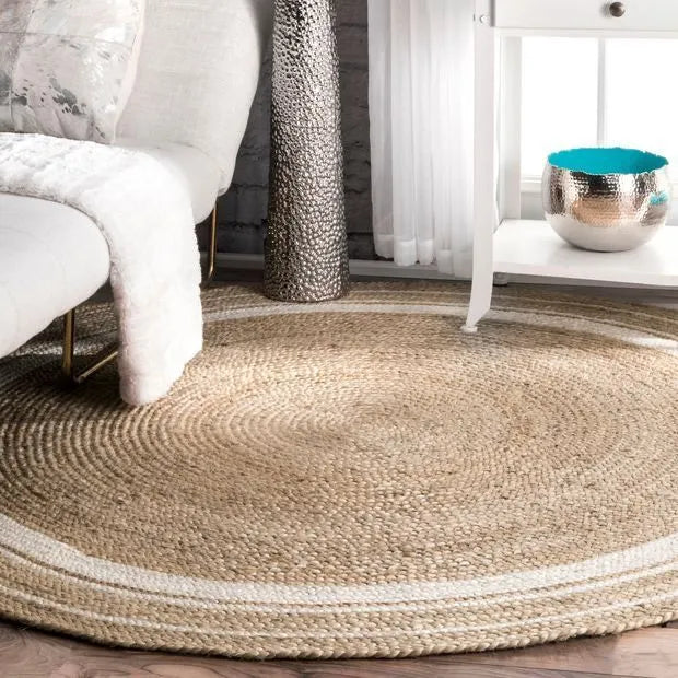 Natural Jute and Cotton Ecofriendly Carpet Round.