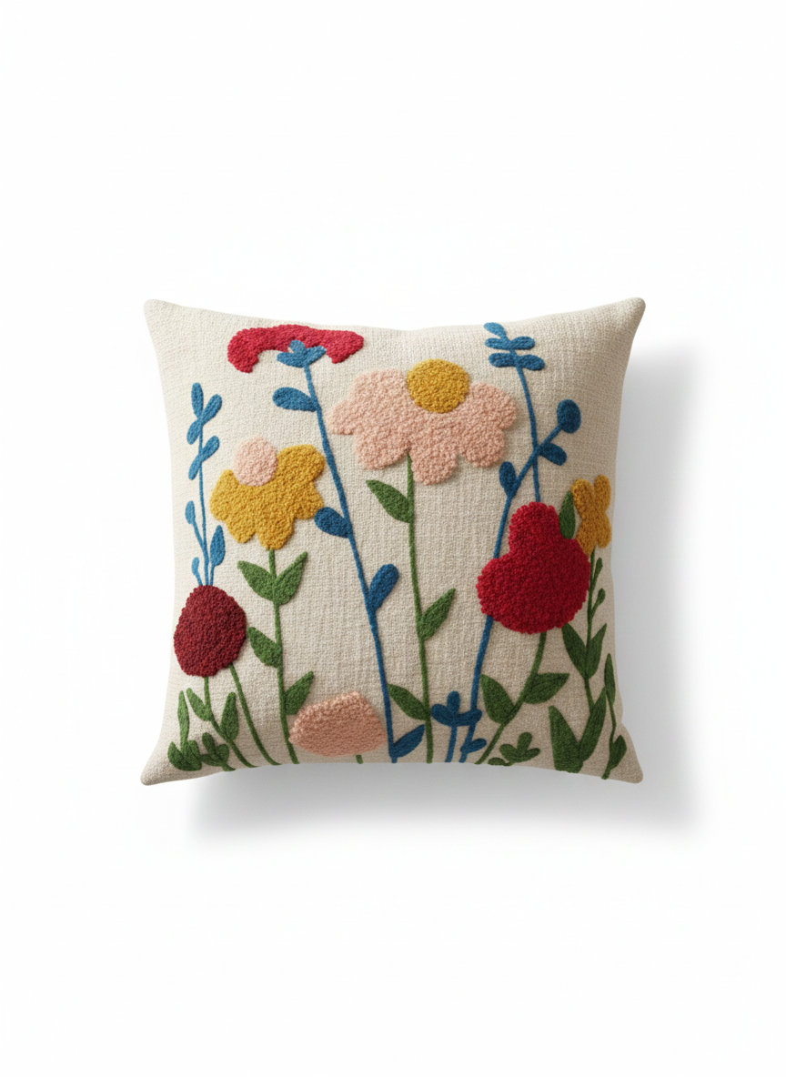 Elegant Designer Cushion Covers – Soft & Durable with Beautiful Floral Embroidery for Living Room Sofa-011