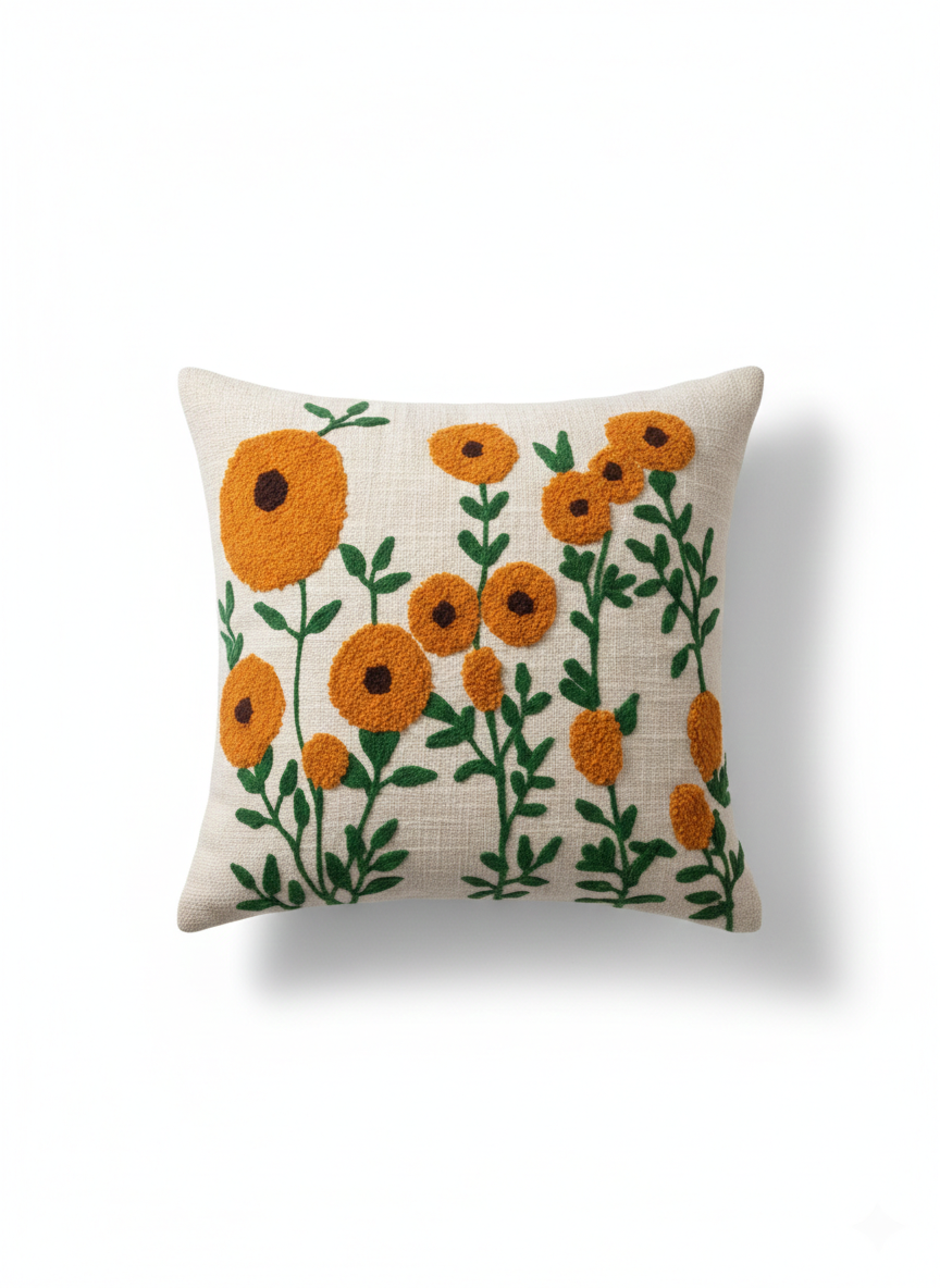 Elegant Designer Cushion Covers – Soft & Durable with Beautiful Floral Embroidery for Living Room Sofa-02