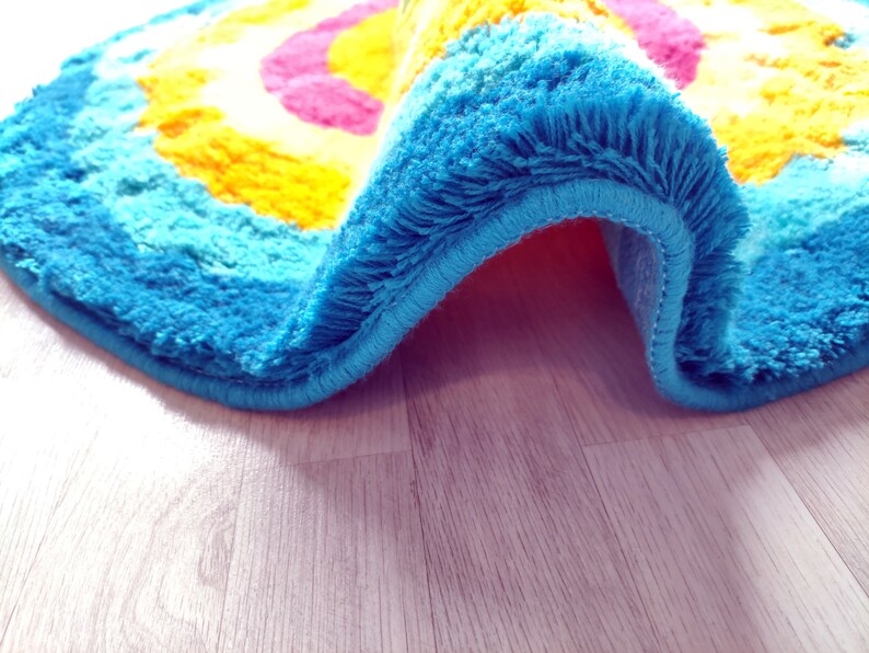 Multi colour Rainbow soft microfiber Modren Area Rug.
