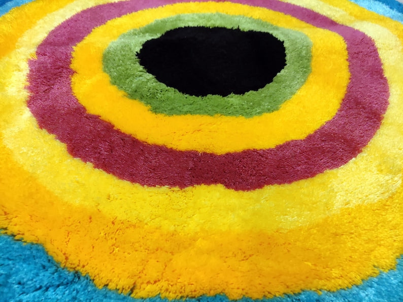 Multi colour Rainbow soft microfiber Modren Area Rug.