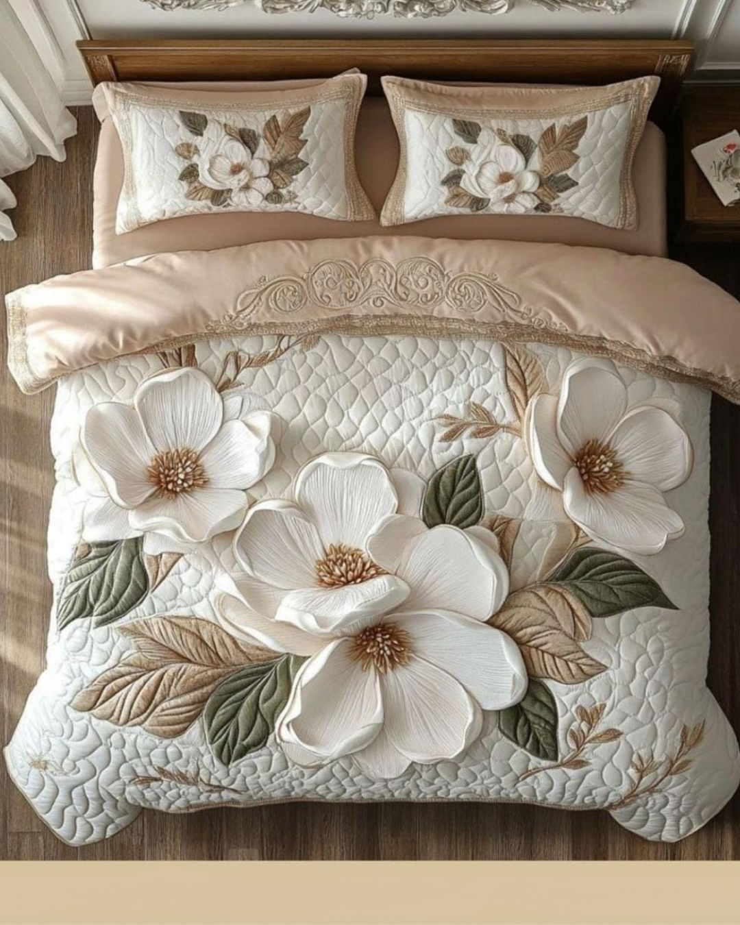 Premium Faux Quilted Floral King Size Bedsheet Set