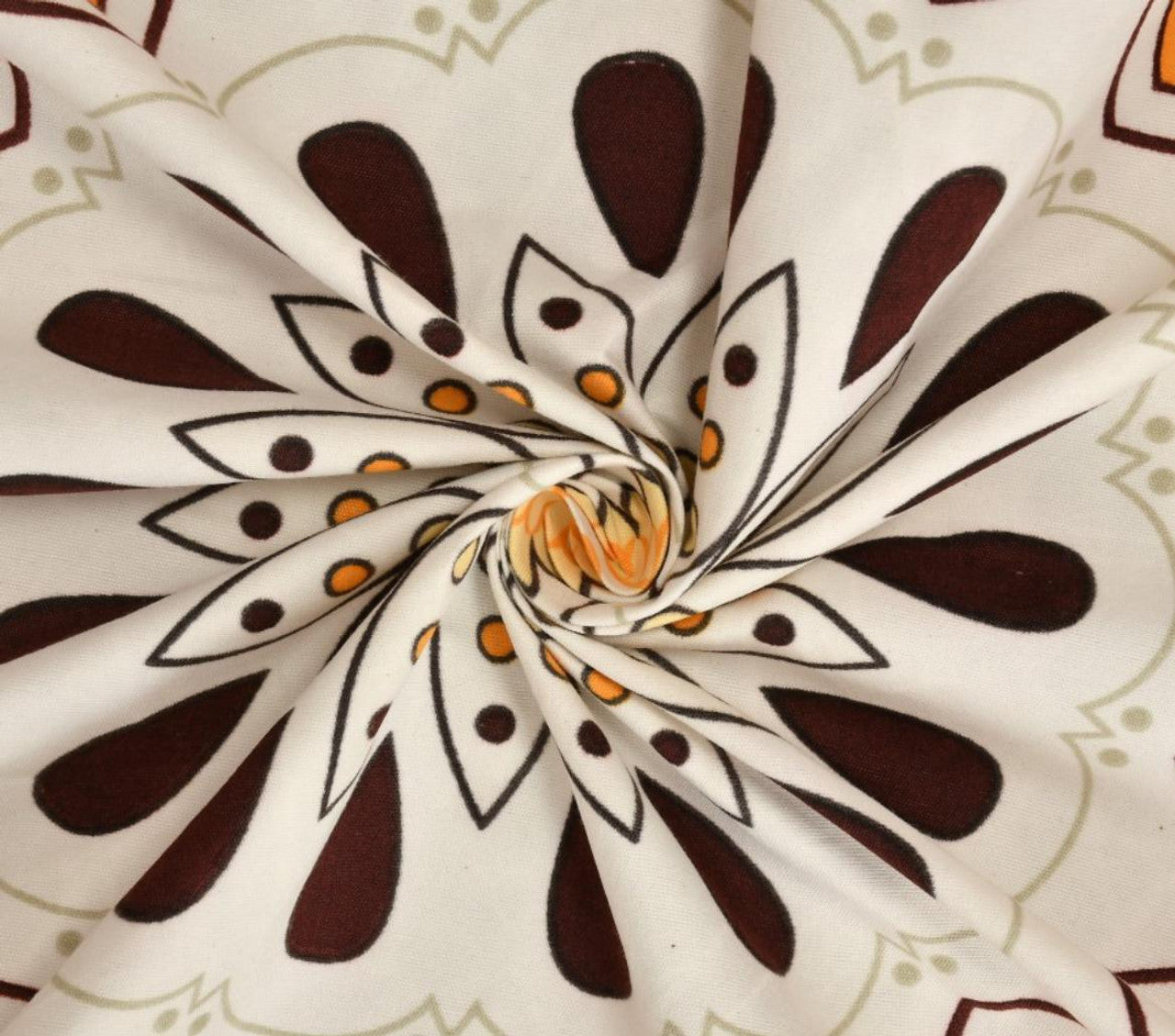 Kashyapa Rugs Premium Cotton ☀️Rangoli Charkha🛞 Fitted Bedsheet - Double Bed Size with 2 Pillow Covers