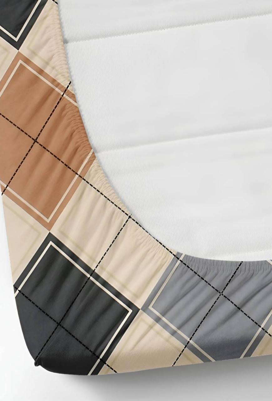 Kashyapa Rugs Premium Cotton Coffee Box Fitted Bedsheet β Double Bed Size with 2 Pillow Covers