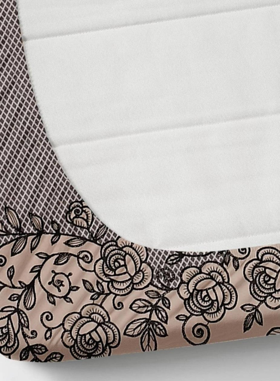 Kashyapa Rugs - Premium Cotton Cross🧉 Coffee Fitted Bedsheet – Double Bed Size with 2 Pillow Covers