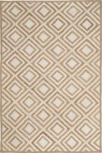 Kashyapa Rugs Collection -Braided Natural White Daimond jute hand-woven Area Rug.