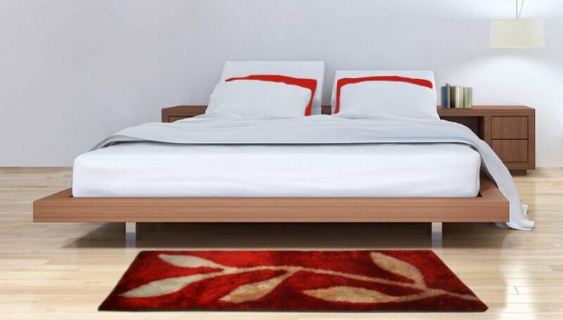 Red and Beige Leaf Beautiful Premium Microfiber Bedside Runner