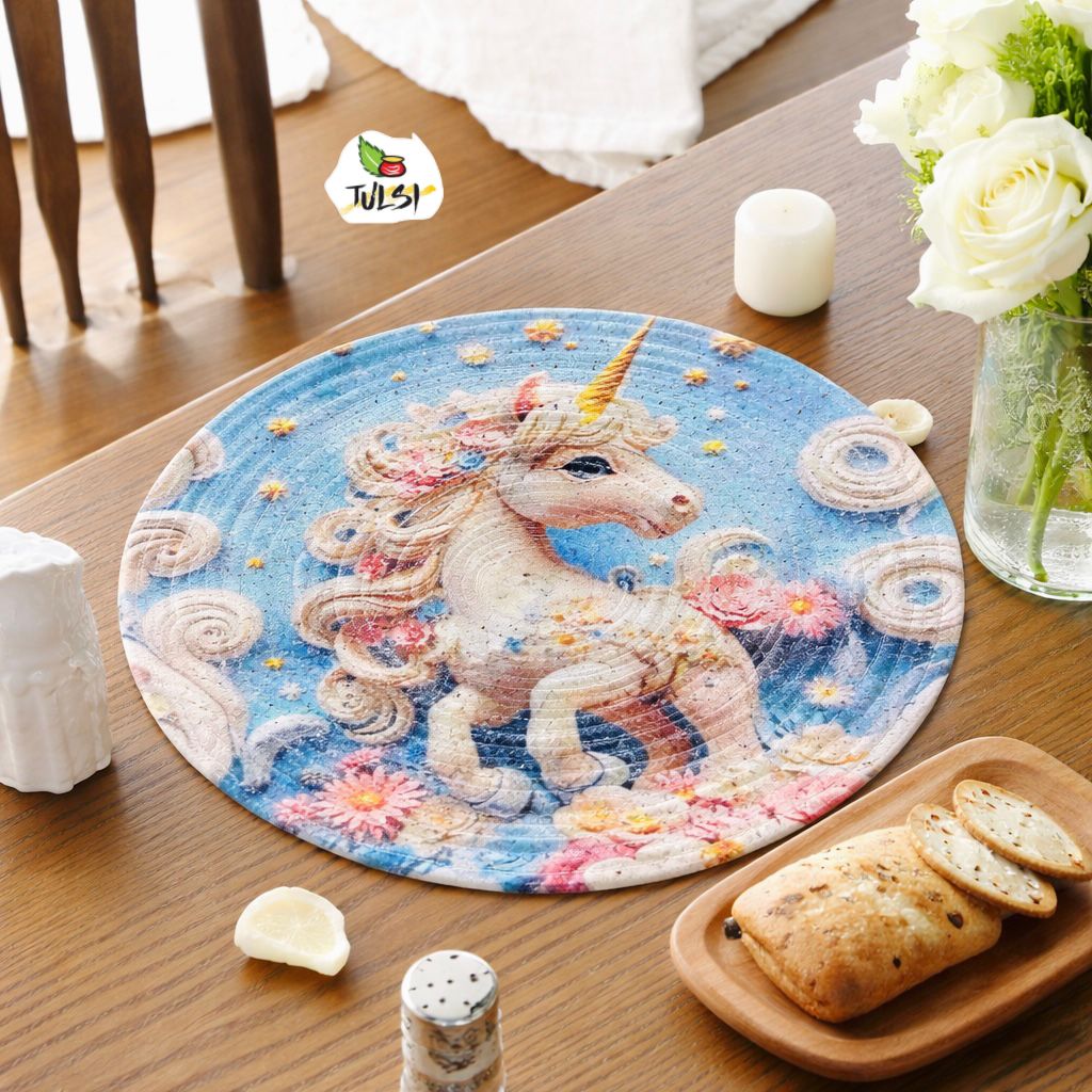 Dreamy Unicorn Round Mat for Living Room ,Charming Home Décor