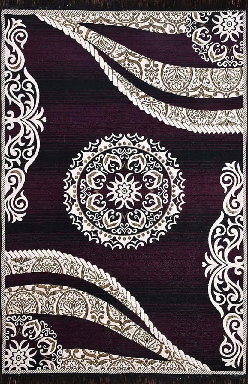 Premium Velvet Chenille Designer Carpet with Elegant Floral Pattern – 5 x 7 Feet