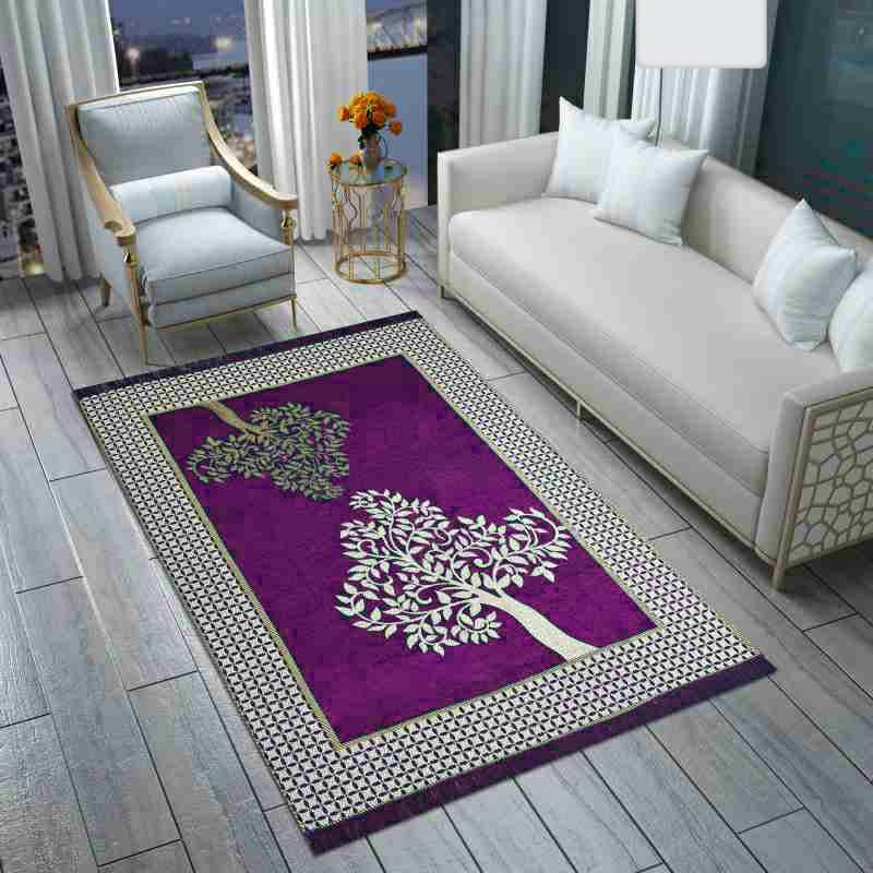 Premium Velvet Chenille Panel Design Carpet – 5 x 7 Feet