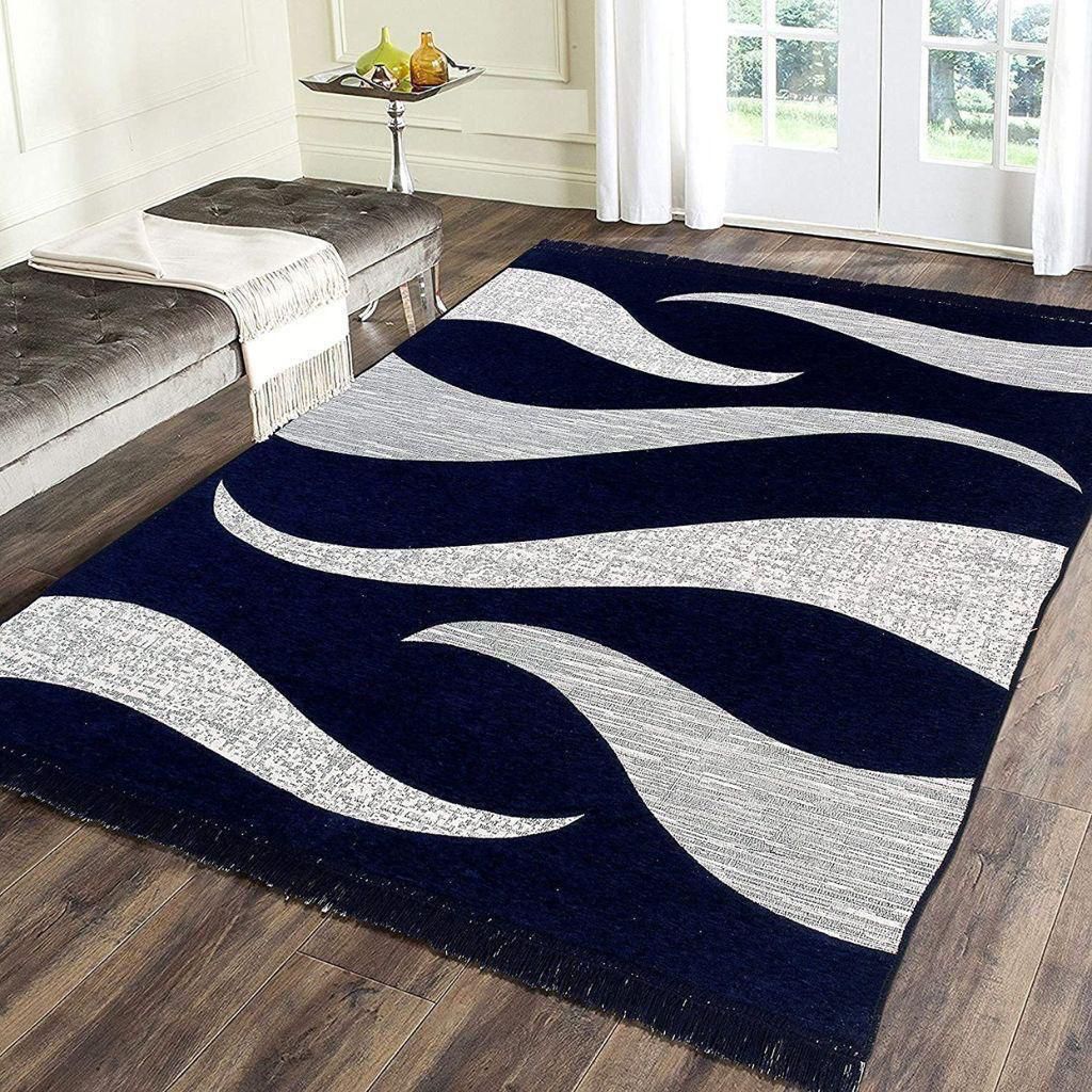 Premium Abstract Wave Design Velvet Carpet for Living Room – 5 × 7 Feet