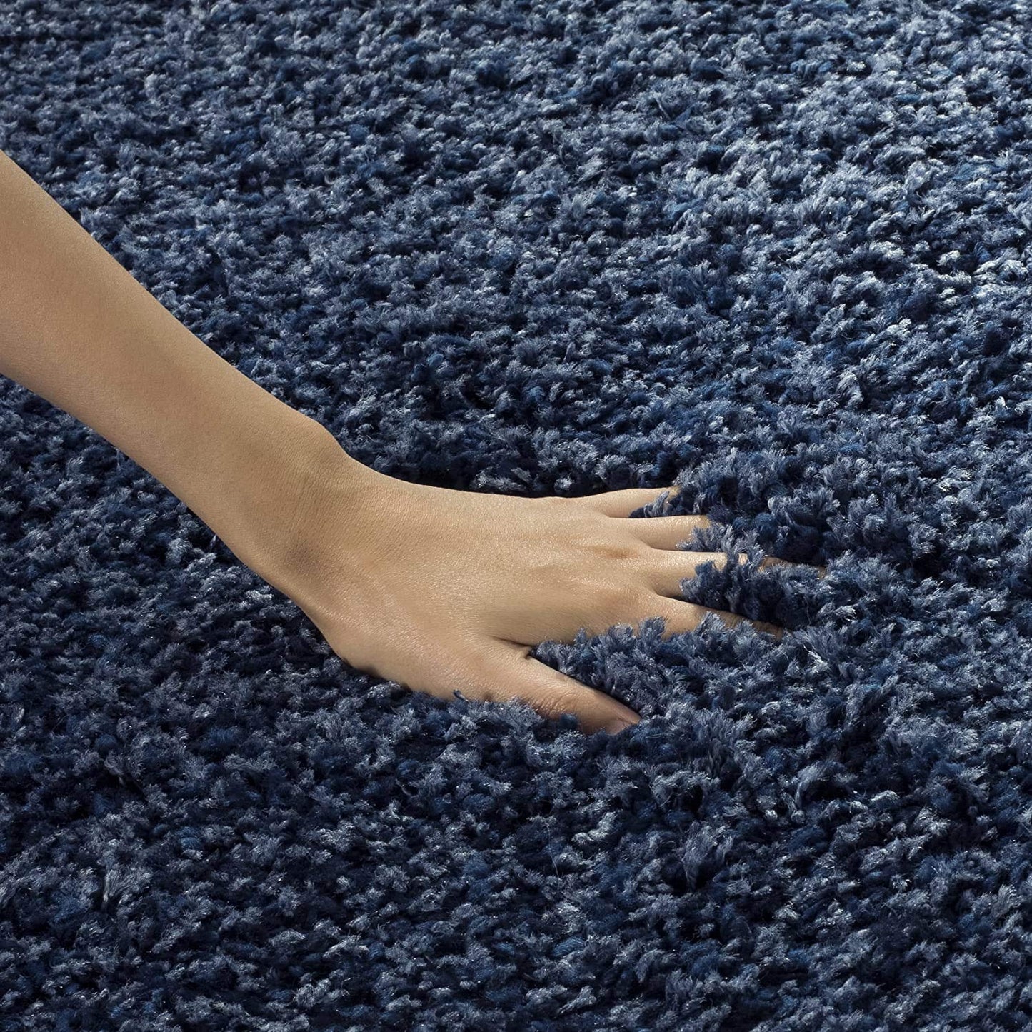 Navy Blue Plain – Premium Fluffy Shaggy Hand-Tufted Super Soft Microfiber Carpet – Soft Feel with Anti-Skid Rubber Backing