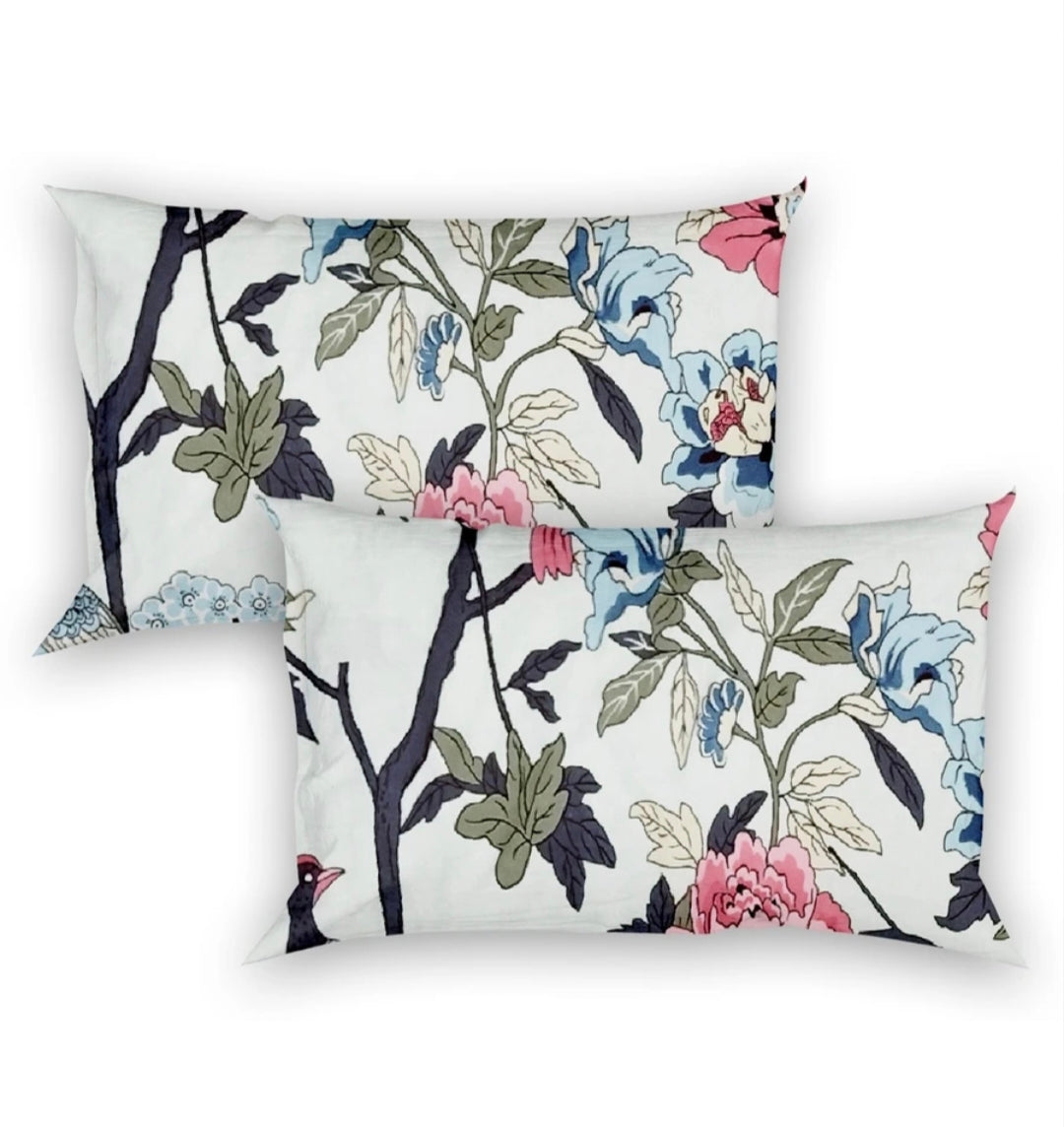 Kashyapa Rugs Premium Cotton 🌴 Tree Birds🦃 Fitted Bedsheet – Double Bed Size with 2 Pillow Covers