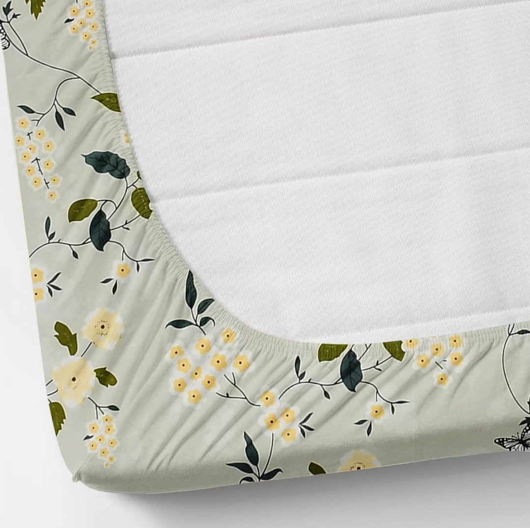 Kashyapa Rugs - Premium Cotton Green πΏ Fitted Bedsheet β Double Bed Size with 2 Pillow Covers