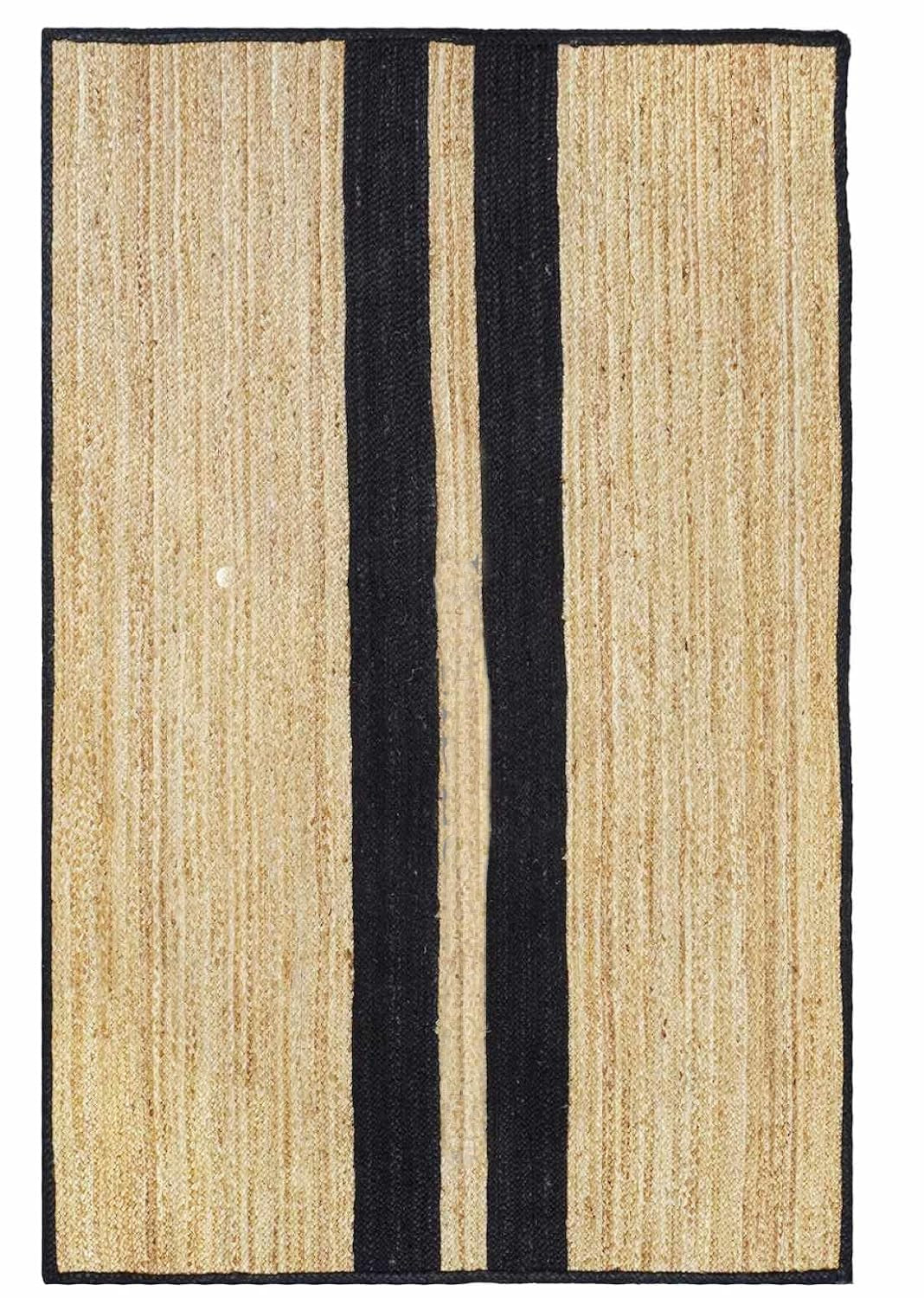 Natural & Black Double Border Jute Area Rug.