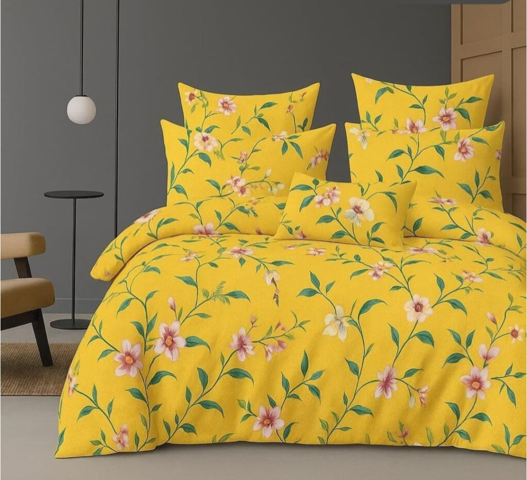 Kashyapa Rugs - Premium Glace Cotton Fitted Bedsheet β Double Bed Size with 2 Pillow Covers