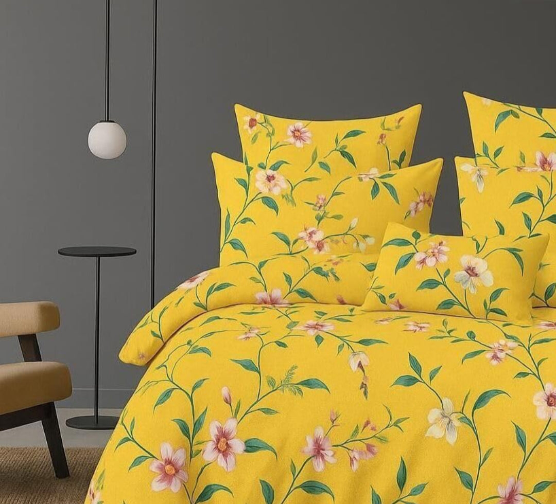 Kashyapa Rugs - Premium Glace Cotton Fitted Bedsheet β Double Bed Size with 2 Pillow Covers