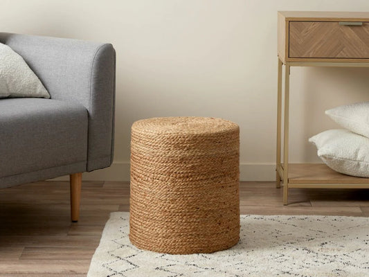 Kashyapa Rugs Collection-Natural Jute Pouf.