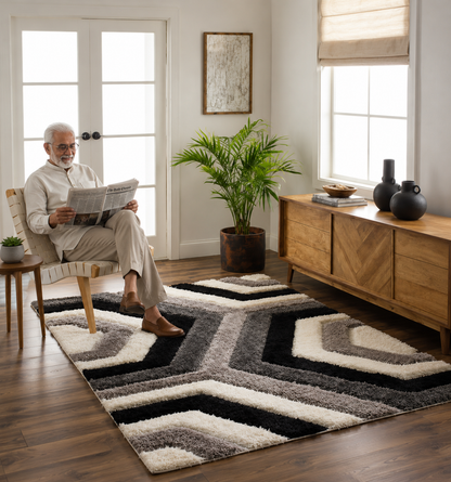 Multi Colour 3D Stylish Premium Modern Shaggy Carpet.