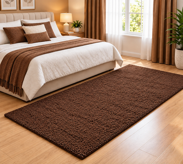 Premium Brown Bedroom Runner – 12mm Low Pile Textured Shaggy Carpet