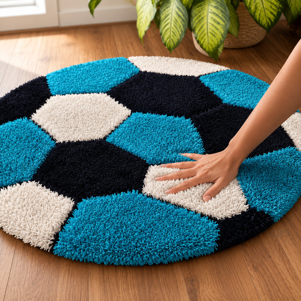 Premium Colour Combo Shaggy Football Rug – Soft Touch with Anti-Skid Rubber Backing