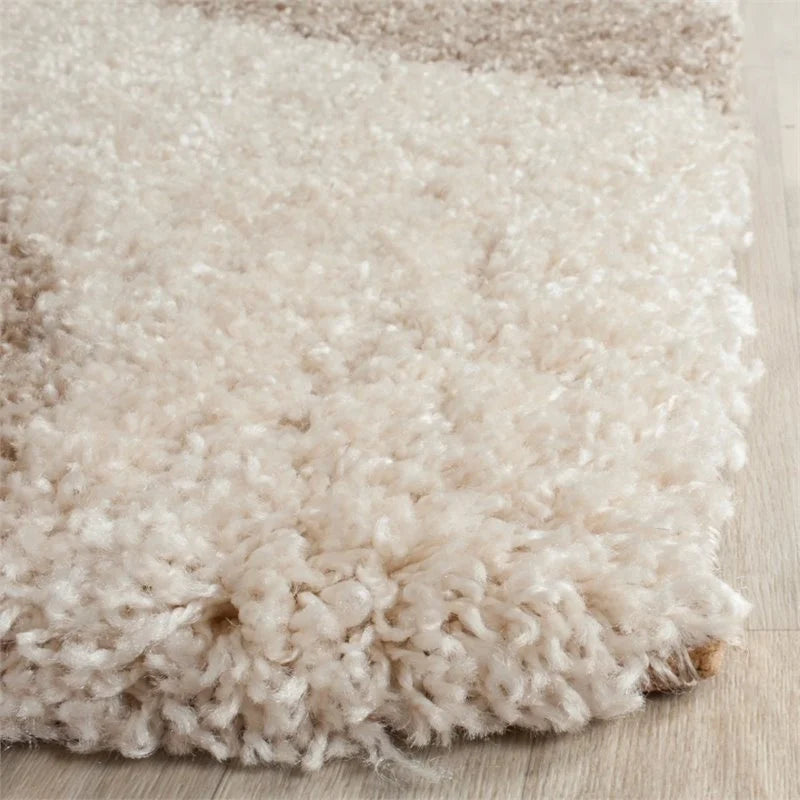 Ivory With Beige Zebra Shaggy Rug For Soft touch Microfiber Hand tufted Carpet