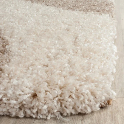 Ivory With Beige Zebra Shaggy Rug For Soft touch Microfiber Hand tufted Carpet