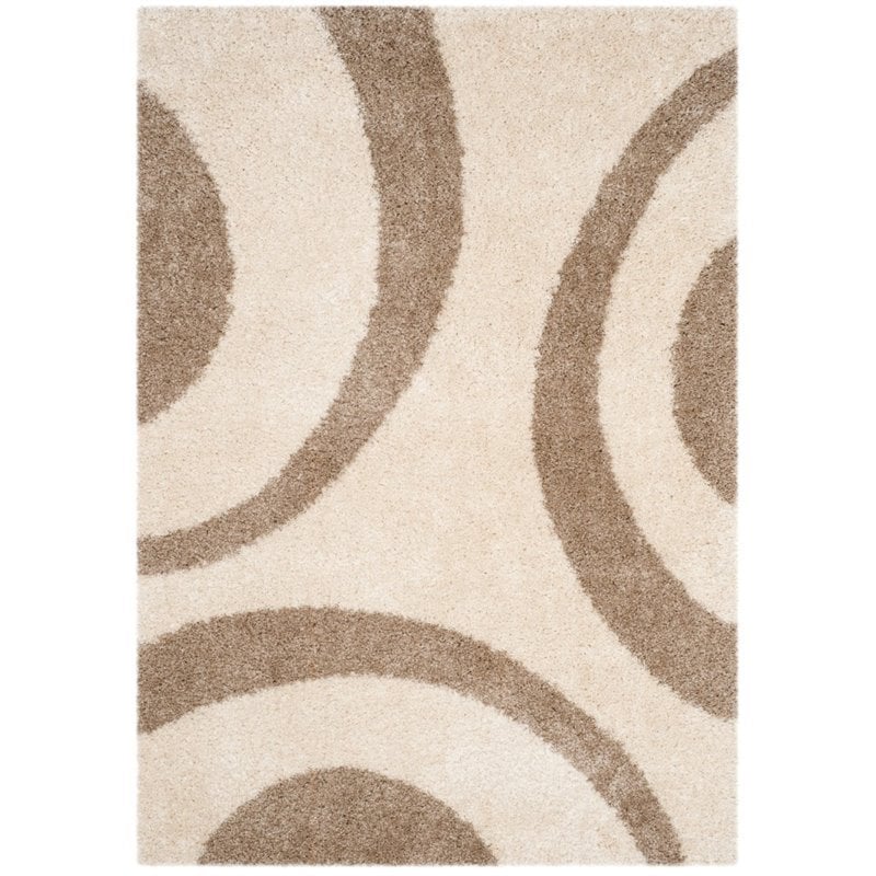 Ivory With Beige Zebra Shaggy Rug For Soft touch Microfiber Hand tufted Carpet
