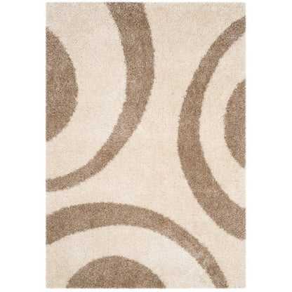 Ivory With Beige Zebra Shaggy Rug For Soft touch Microfiber Hand tufted Carpet