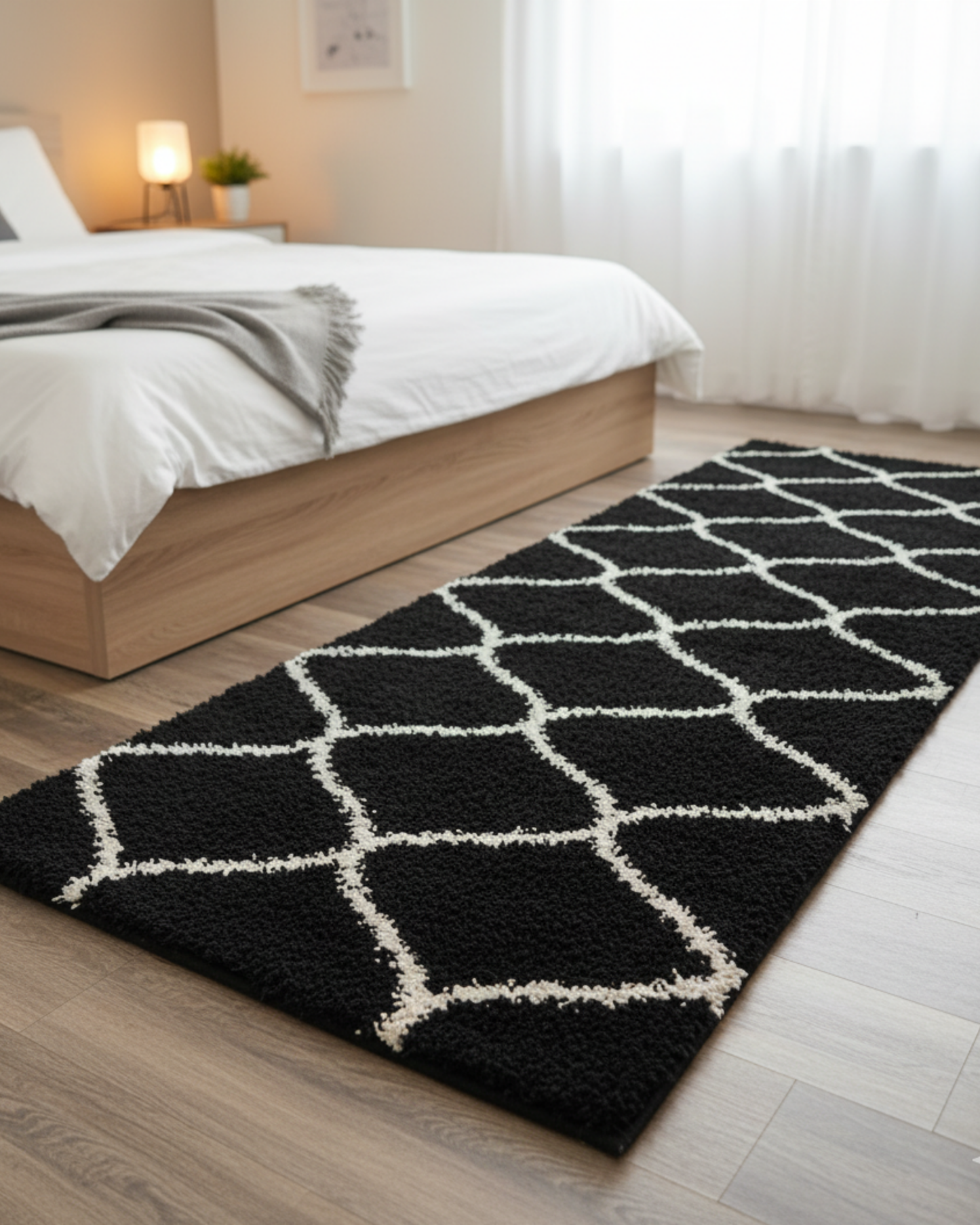 Black with Ivory Beautiful Premium Micro Runner - Soft Feel, Anti-Skid Rubber Backing
