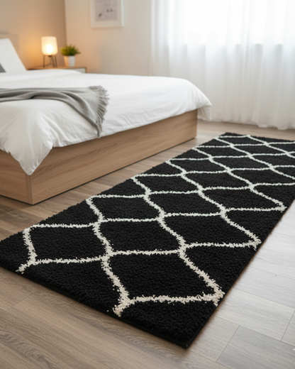 Black with Ivory Beautiful Premium Micro Runner - Soft Feel, Anti-Skid Rubber Backing