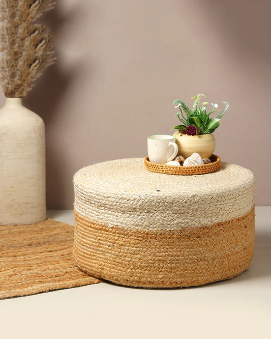 Eco-Friendly Braided Jute Pouf – For Living Room, Bedroom & Lounge