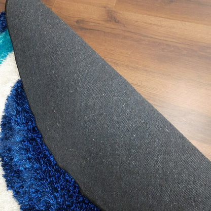Multicolor Round Blue Shades Shag Carpet for Living Room.