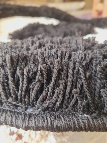 Long pile Round Carpet-Black & White