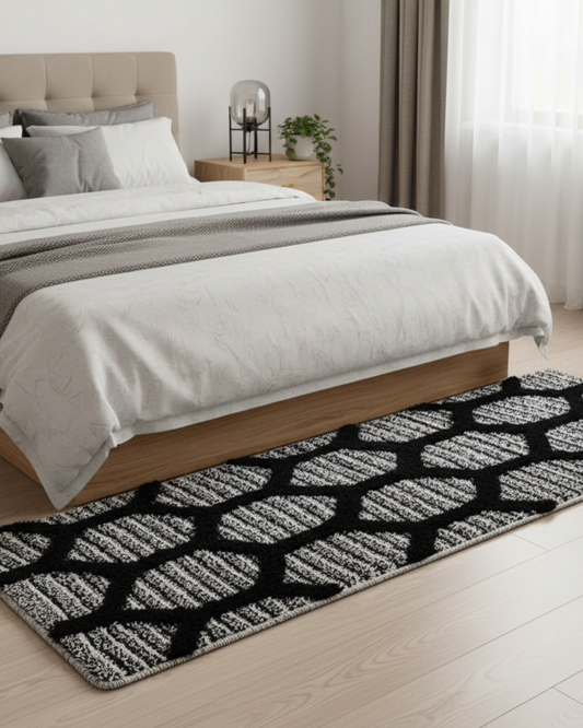 Soft Microfiber Bedside Runner – Anti-Skid Rubber Backing & Washable