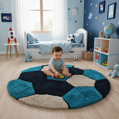 Premium Colour Combo Shaggy Football Rug – Soft Touch with Anti-Skid Rubber Backing