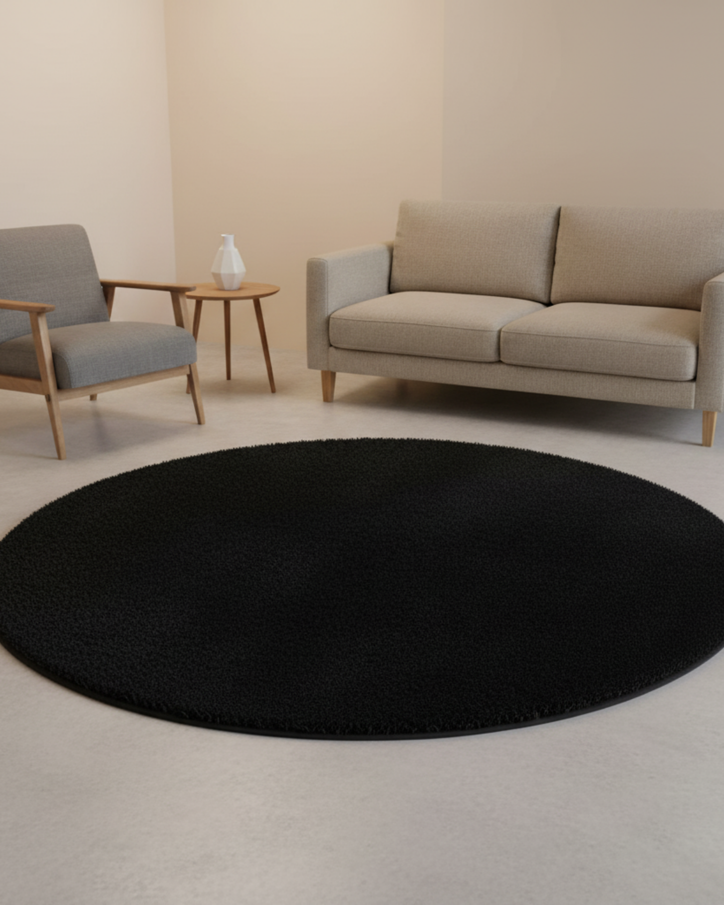 Black Soft Round Carpet 2 inch long pile  – Premium Luxury Carpet – Soft Feel with Anti-Skid Rubber Backing