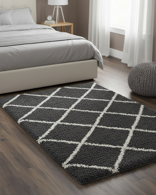 Dark Grey & White Premium Microfiber Runner – Soft Feel, Anti-Skid Rubber Backing