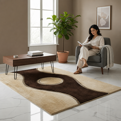 Brown & Beige Shaggy Carpet – Soft Feel with Anti-Skid Rubber Backing