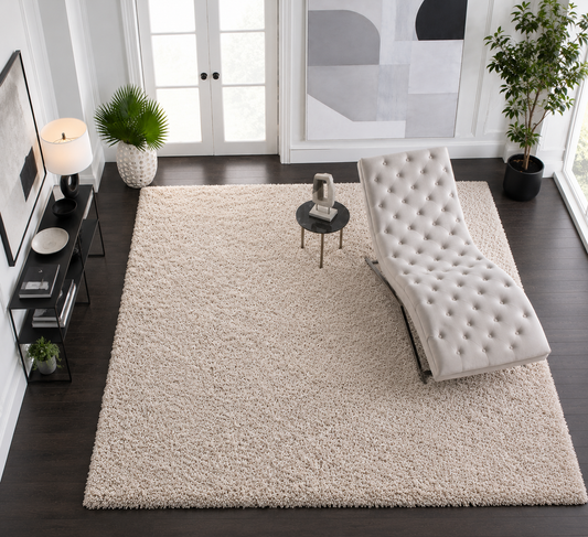 Beige Abstract Shaggy Living Room Rug with Anti-Skid Backing