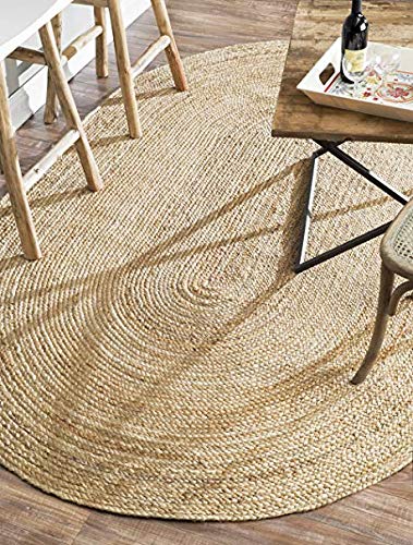 Kashyaparugs handwoven braided natural jute oval area rug – eco-friendly, multiple sizes available